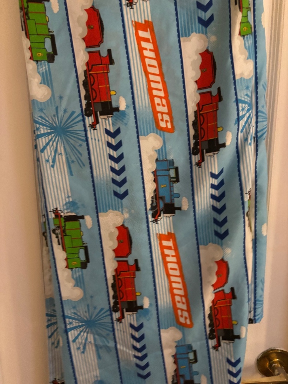 Thomas & Friends Twin Flat Sheet Blue Striped Kids Train Bedding Vintage